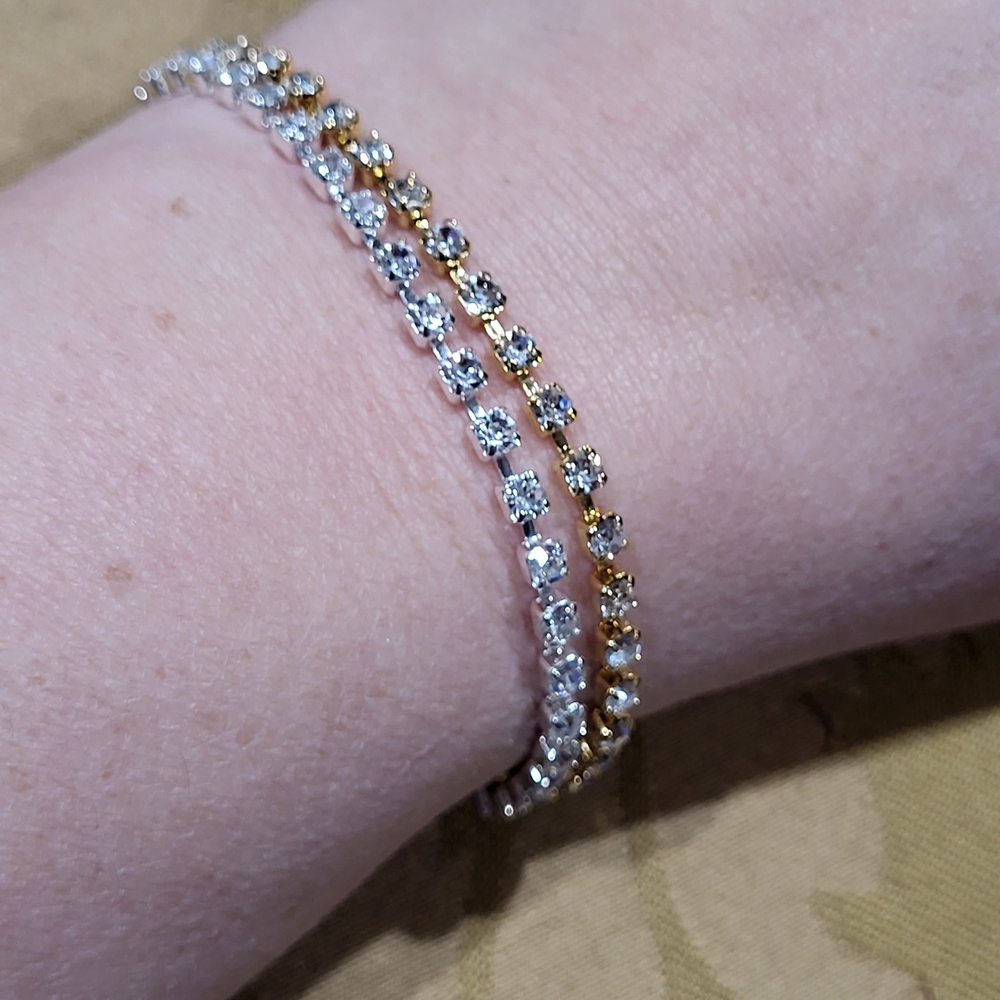 Eternity Crystal Tennis Bracelet In Silver Or Gold